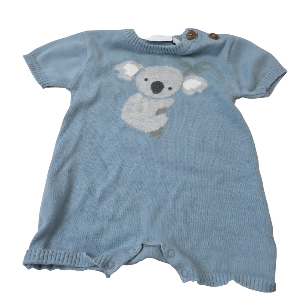 Elegant Baby Koala Knit Romper 3M Blue Cotton One Piece Outfit